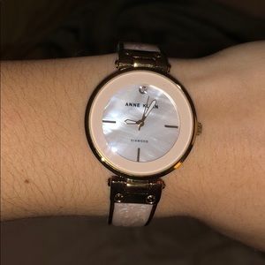Anne Klein gold and light pink watch